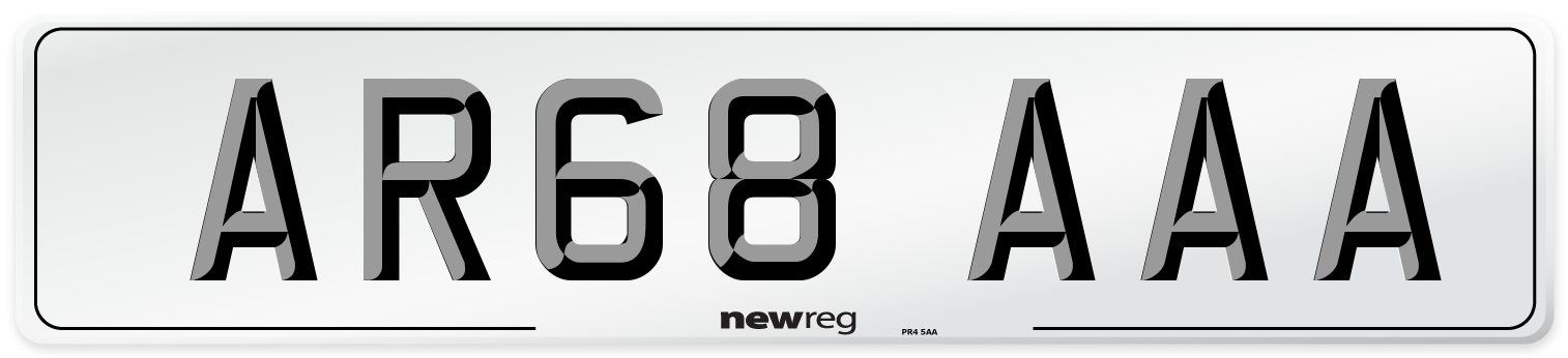 AR68 AAA Front Number Plate