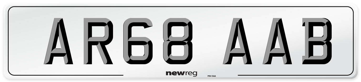 AR68 AAB Front Number Plate