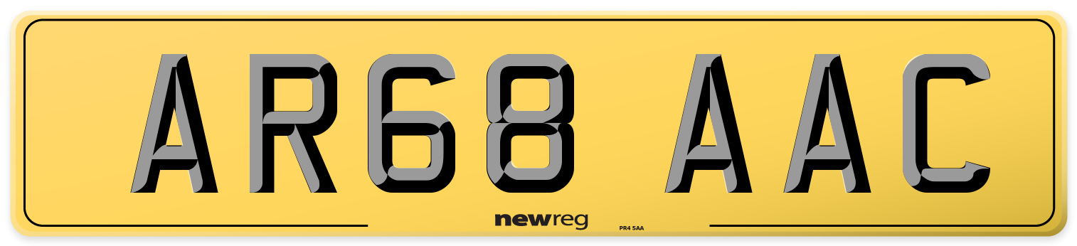 AR68 AAC Rear Number Plate