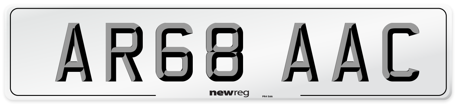 AR68 AAC Front Number Plate