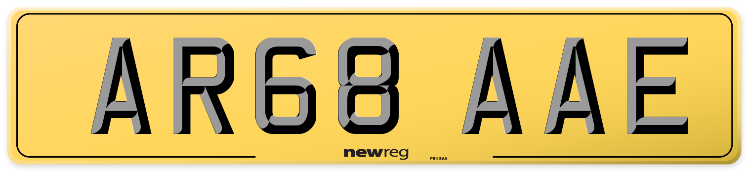 AR68 AAE Rear Number Plate