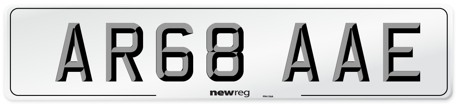 AR68 AAE Front Number Plate