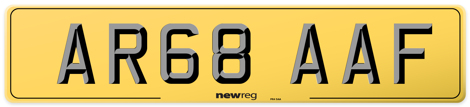 AR68 AAF Rear Number Plate