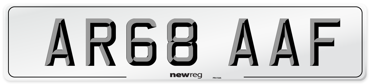 AR68 AAF Front Number Plate