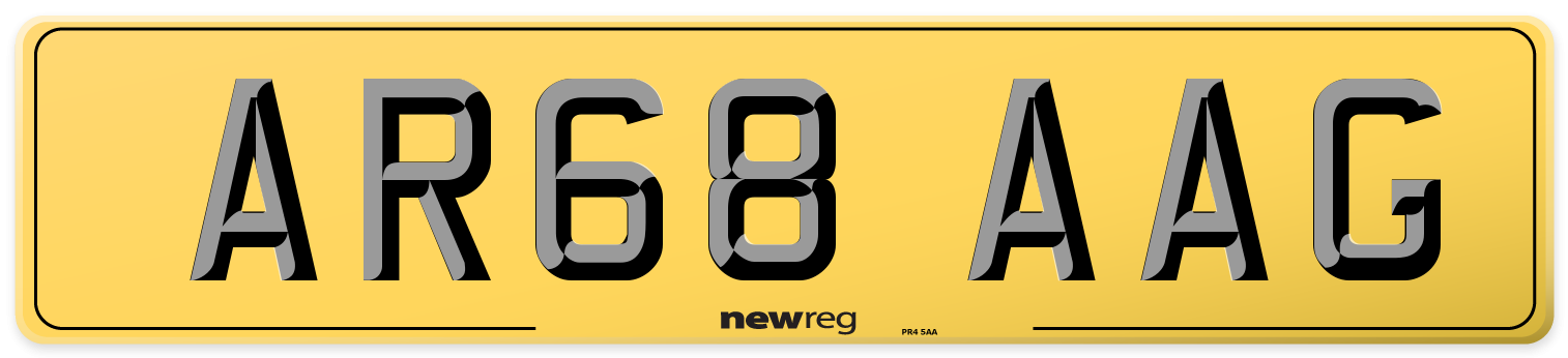 AR68 AAG Rear Number Plate