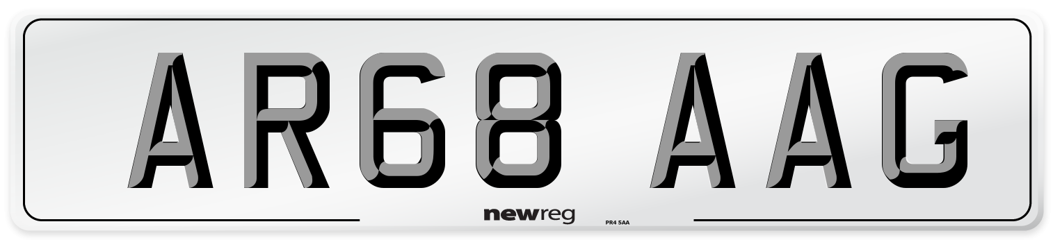 AR68 AAG Front Number Plate