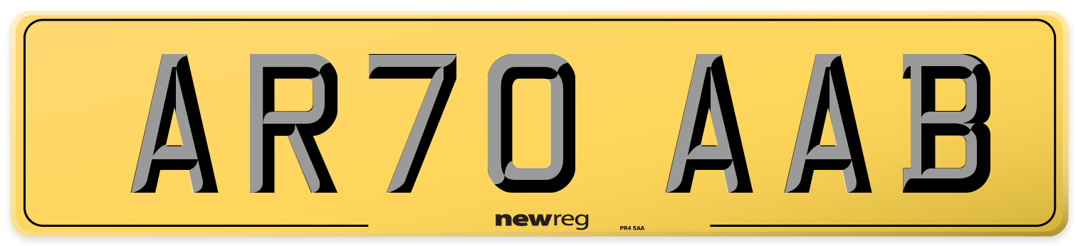 AR70 AAB Rear Number Plate