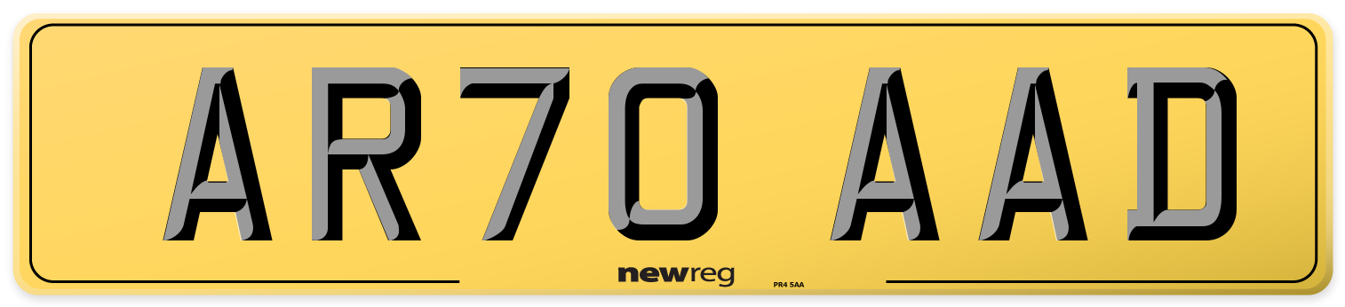 AR70 AAD Rear Number Plate