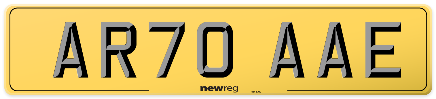 AR70 AAE Rear Number Plate
