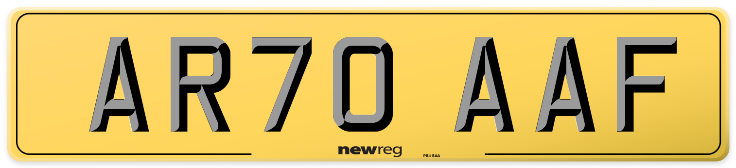 AR70 AAF Rear Number Plate