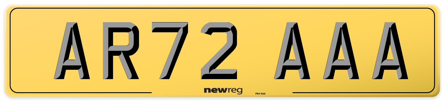 AR72 AAA Rear Number Plate