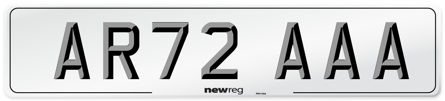 AR72 AAA Front Number Plate