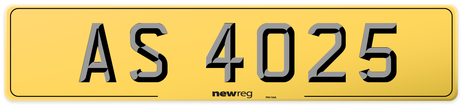 AS 4025 Rear Number Plate