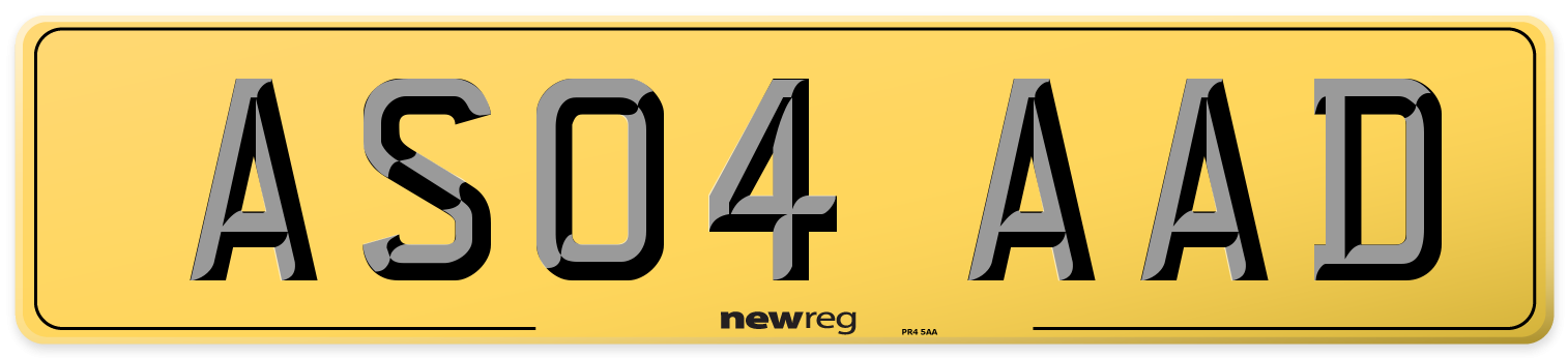 AS04 AAD Rear Number Plate