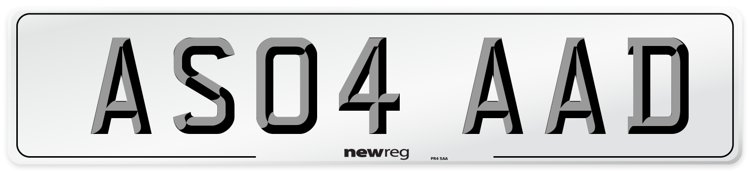 AS04 AAD Front Number Plate