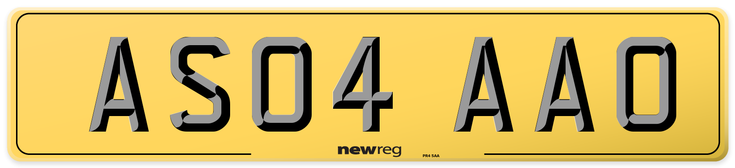 AS04 AAO Rear Number Plate