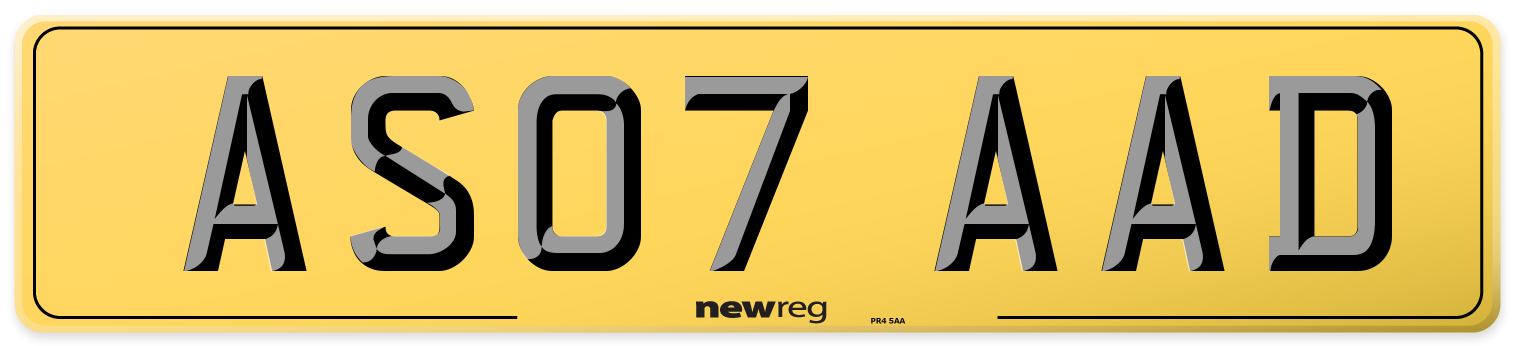 AS07 AAD Rear Number Plate
