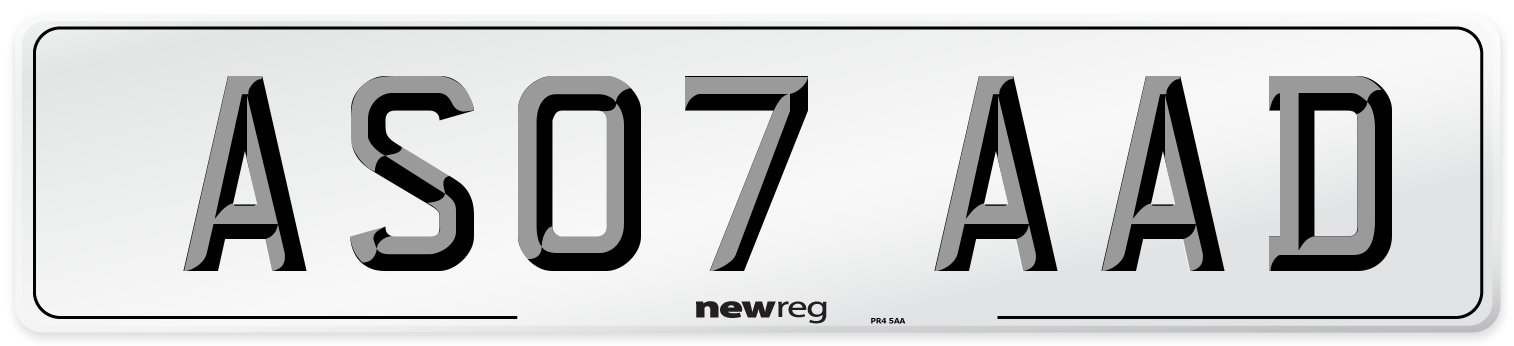 AS07 AAD Front Number Plate