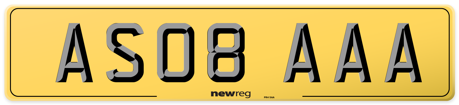 AS08 AAA Rear Number Plate