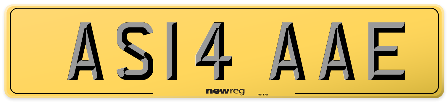 AS14 AAE Rear Number Plate