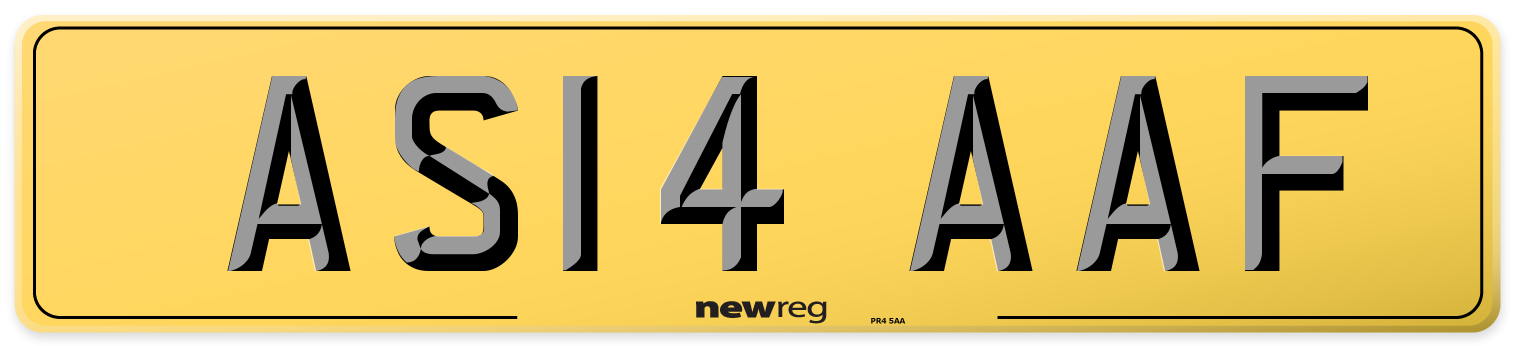 AS14 AAF Rear Number Plate