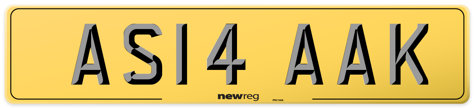 AS14 AAK Rear Number Plate