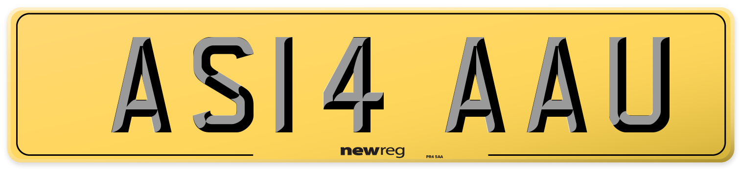 AS14 AAU Rear Number Plate