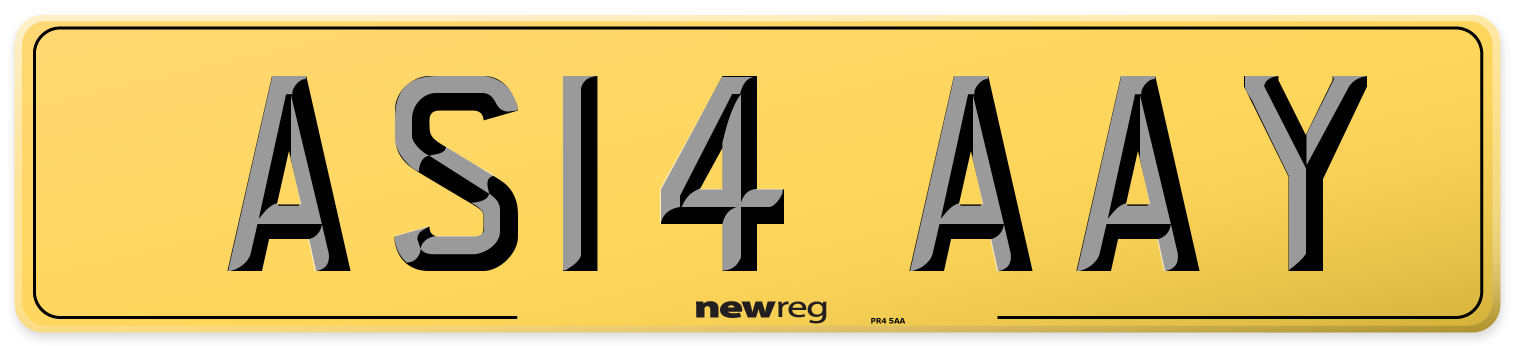 AS14 AAY Rear Number Plate