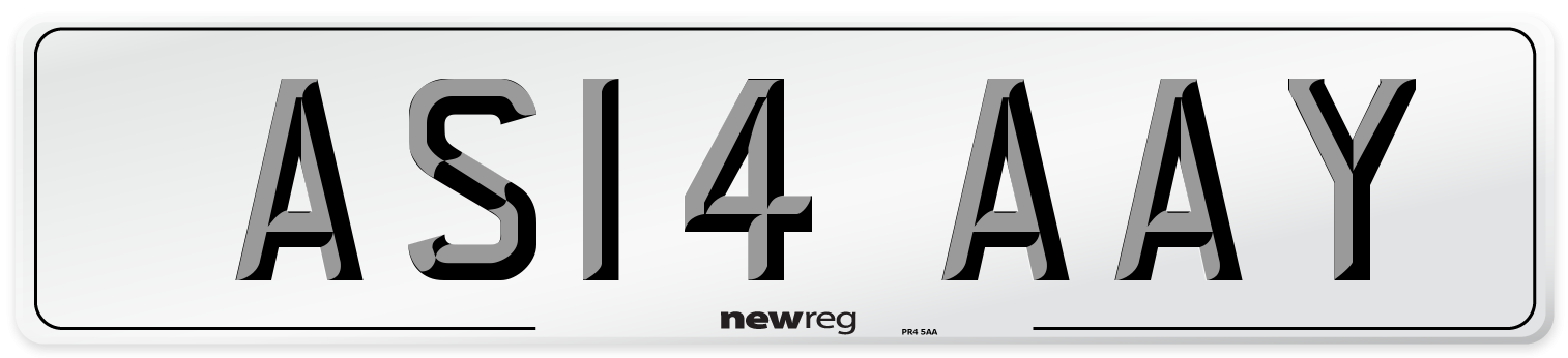 AS14 AAY Front Number Plate