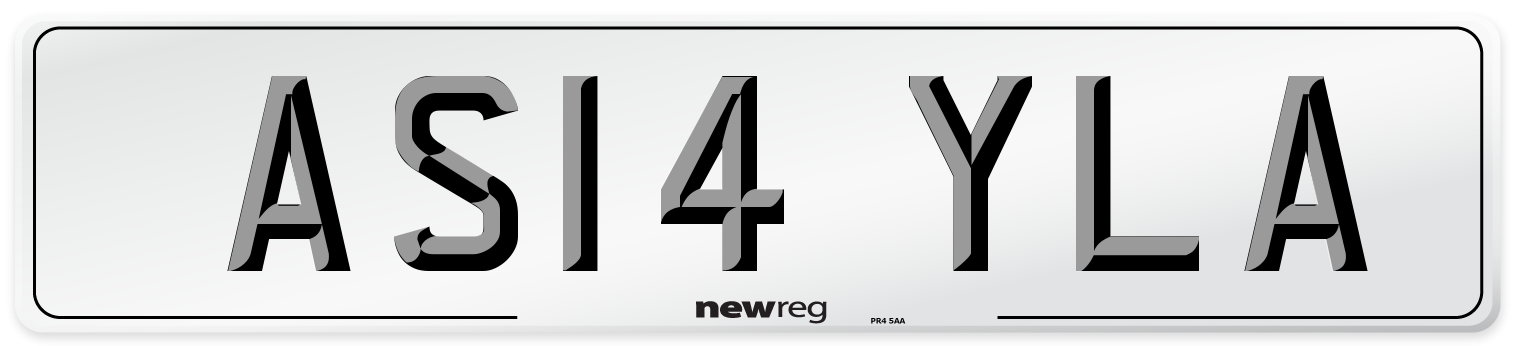 AS14 YLA Front Number Plate