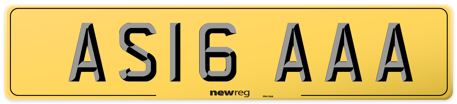 AS16 AAA Rear Number Plate
