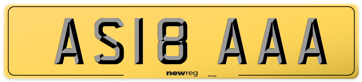 AS18 AAA Rear Number Plate