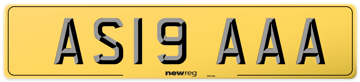 AS19 AAA Rear Number Plate
