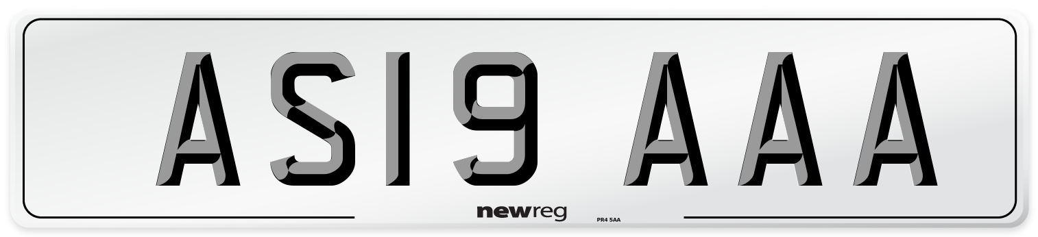 AS19 AAA Front Number Plate