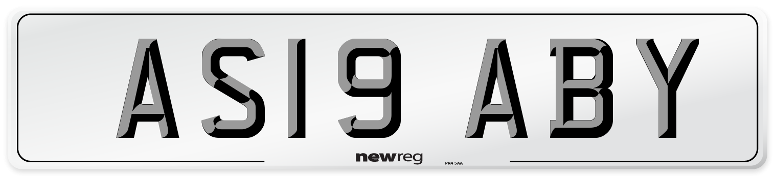 AS19 ABY Front Number Plate