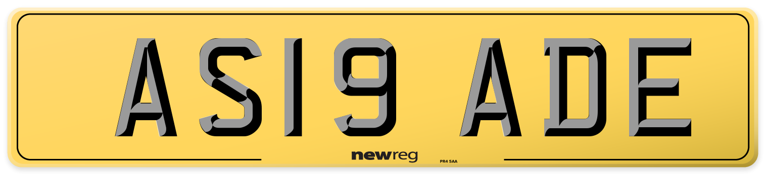 AS19 ADE Rear Number Plate