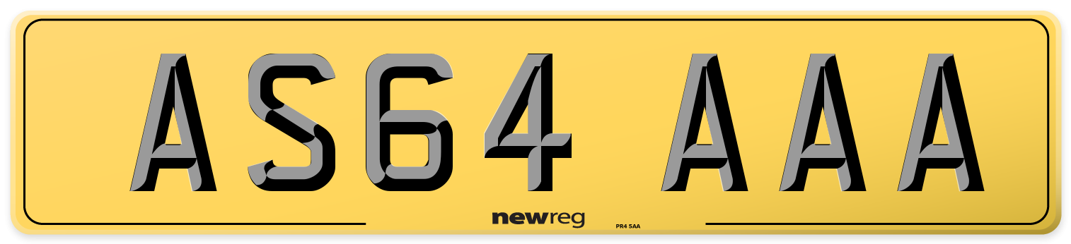 AS64 AAA Rear Number Plate
