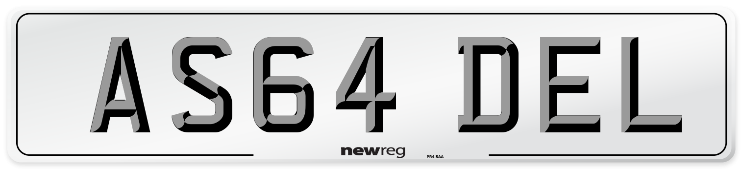 AS64 DEL Front Number Plate
