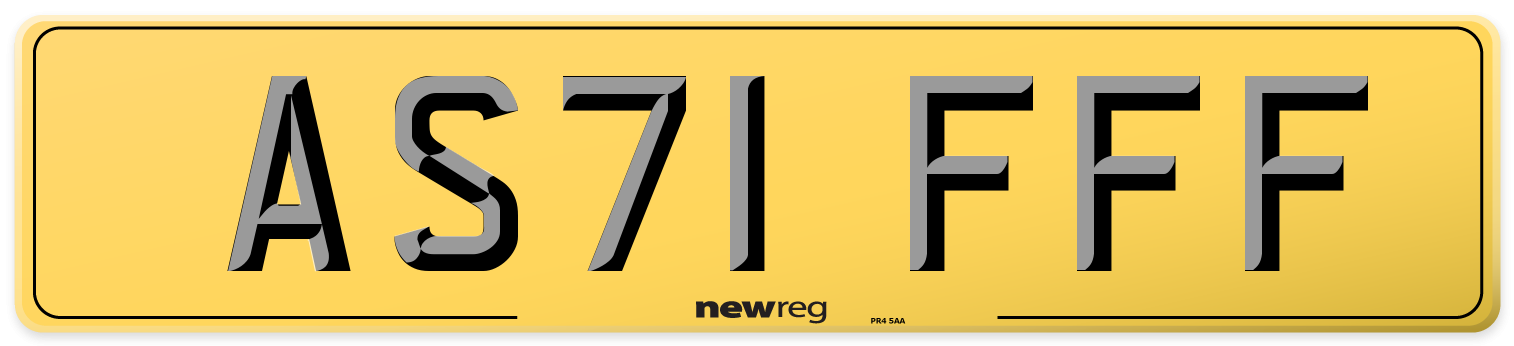 AS71 FFF Rear Number Plate