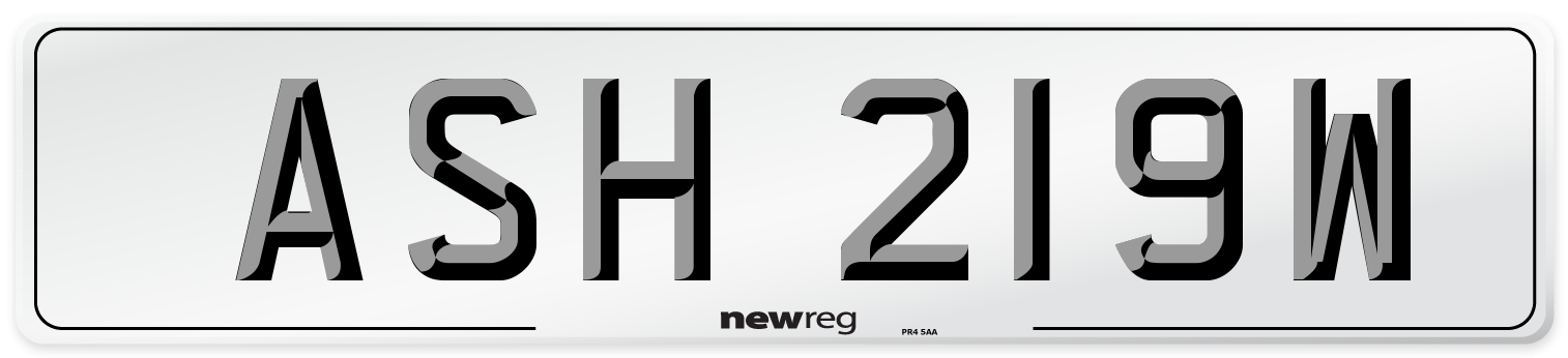 ASH 219W Front Number Plate