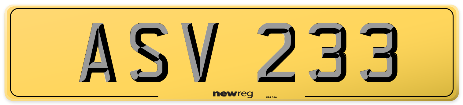 ASV 233 Rear Number Plate