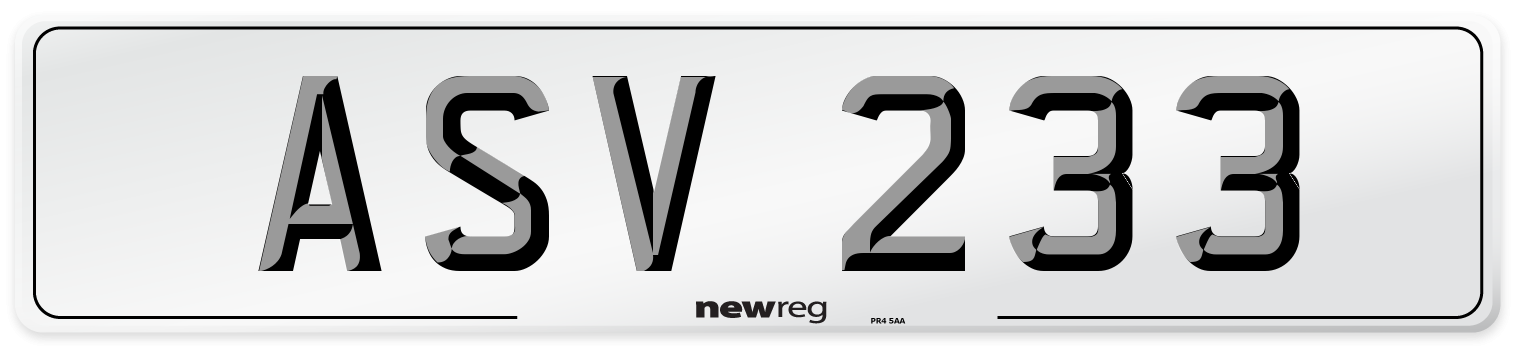 ASV 233 Front Number Plate
