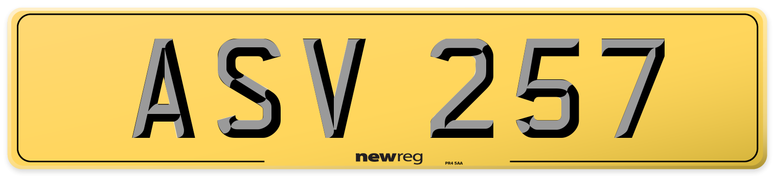 ASV 257 Rear Number Plate