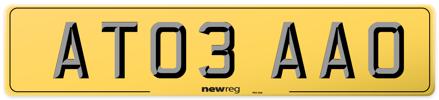 AT03 AAO Rear Number Plate