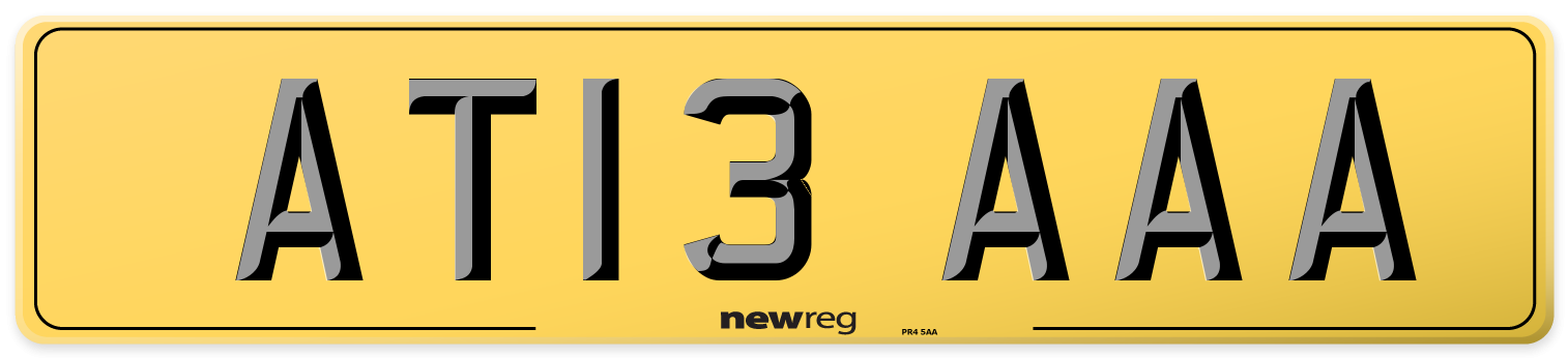 AT13 AAA Rear Number Plate