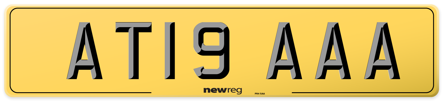 AT19 AAA Rear Number Plate