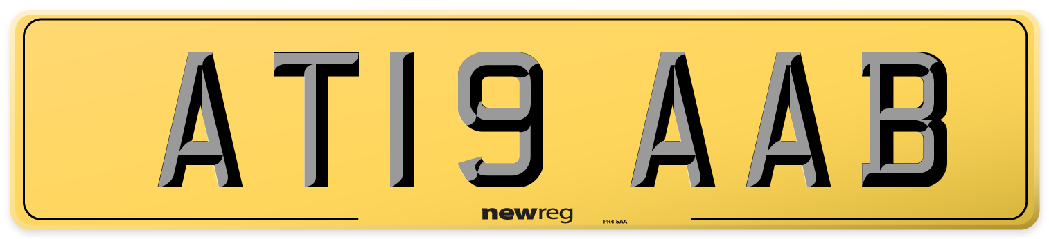 AT19 AAB Rear Number Plate