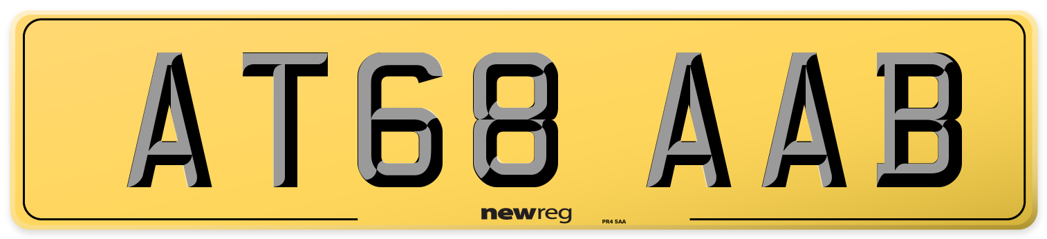 AT68 AAB Rear Number Plate