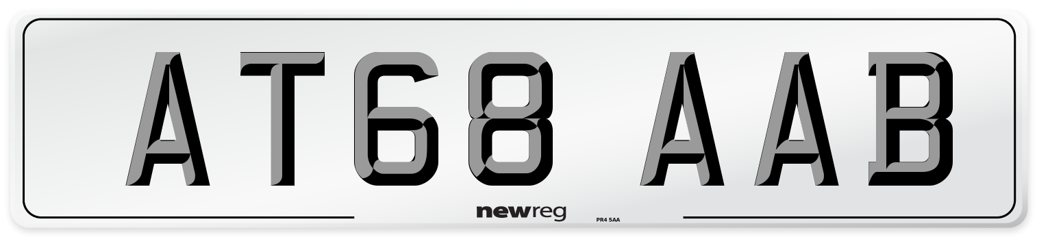 AT68 AAB Front Number Plate