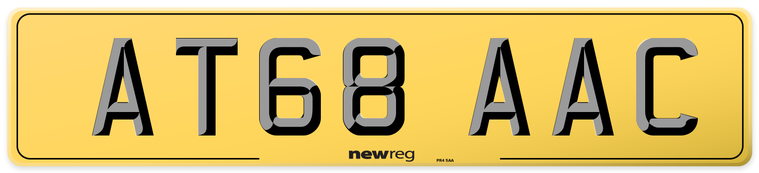 AT68 AAC Rear Number Plate